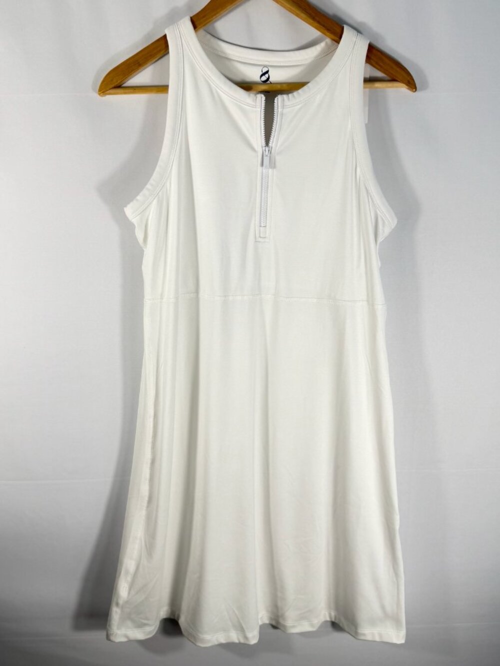 Lou & Grey Softsculpt Zip Mini Tennis Dress White Small NWT Athletic